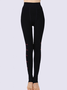 Leggins féminins casual en spandex bordeaux avec noeud