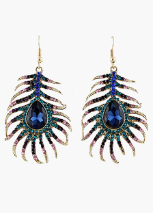 Splendide bleu paon strass Dangle boucle d'oreille