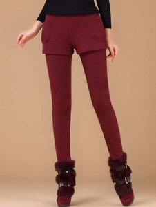 Leggings femmes casual en coton gris clairs avec poches