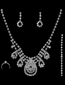 Clustering strass perle collier et oreille Stud Set