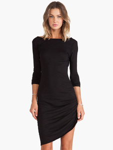 Mini robe en coton à dos décollé col rond