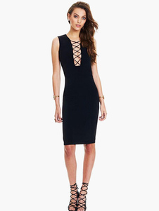 Robe bodycon eff décollé creusé