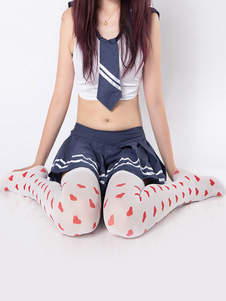Motif coeur blanc Cosplay bas de la jeune fille