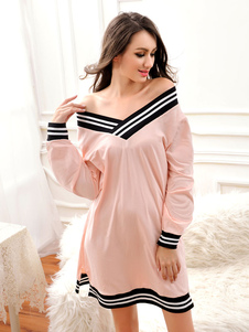 Eblouissante Mini robe sexy en coton avec rayure