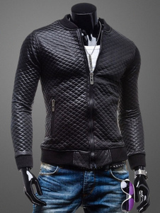 Veste homme noir écossais avec zip col montant