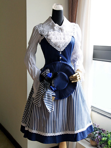 Robe lolita en coton avec rayure lacs punk