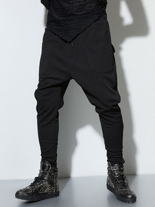 Pantalons de sarouel noirs avec zip