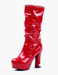 Bottes mi-mollet à bout rond