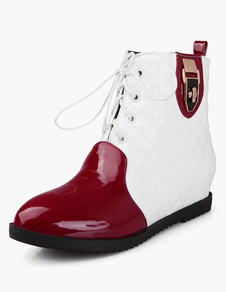 Bottine femme à bout rond et talons compensés e rouge Boots