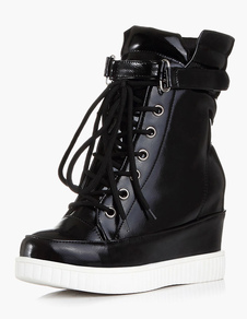 Bottine femme à bout rond et talons compensés e Boots