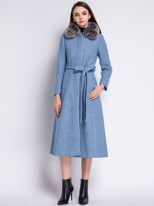 Manteau avec ceinture pendentif amovible col large