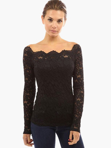 Sexy blouse femme en dentelle avec dentelle à demi-transparence