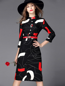 Robe bodycon noir col montant fendu