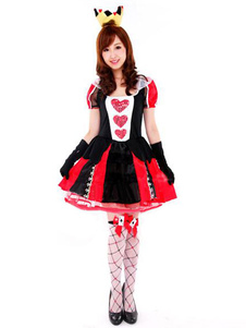 Halloween Costume de Polyester rouge Reine 3 pièces Sexy Alice au pays des merveilles Costume Cospla