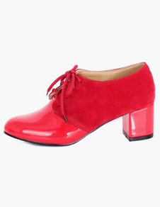 Escarpins à talons épais fait main avec lacets