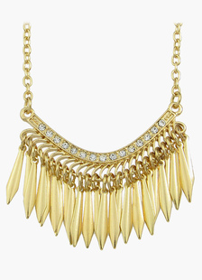 Collier métallique style urbain avec strass rhinestone fermoir homard