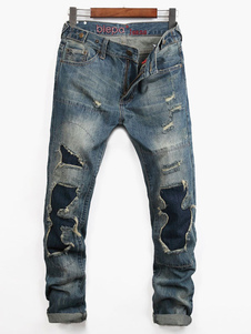 Jean chic droite en denim bleu coloré