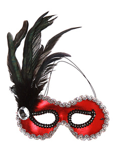 Demi-masque rouge plume synthétique pour Mardi Gras