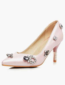 Escarpins à talons aigus mocassin avec cristal