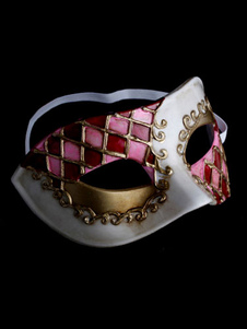 Rose rouge treillis modèle masque synthétique hommes pour Mardi Gras