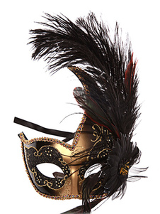 Masque de plume synthétique noire pour Mardi Gras