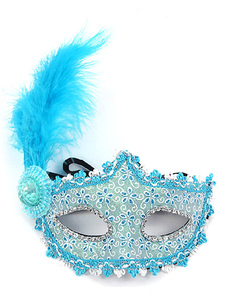 Masque de plume synthétique Princess bleu