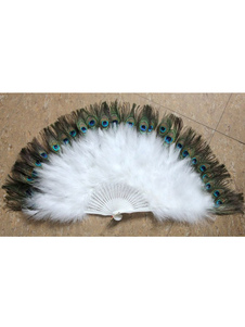 Fan de plume de paon blanc pour femmes
