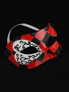 Treillis rouge motif masque synthétique hommes pour Mardi Gras