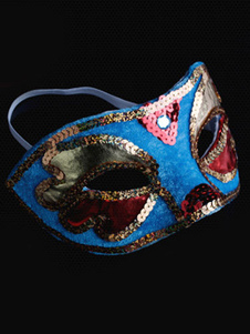 Masque masculin bleu paillettes synthétique pour Mardi Gras
