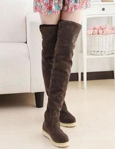 Cuissardes Talon plat Tige réglable en velours cotelé