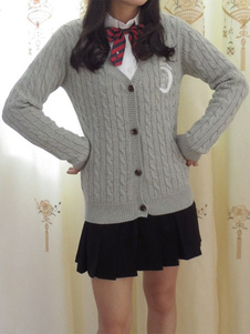 Coton gris Knitted Cardigan Lolita pour les filles