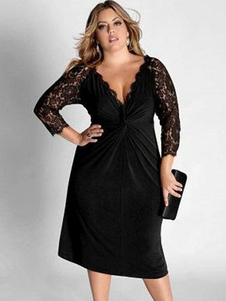 Noir Polyester plissé surdimensionné évasée robe de Womens