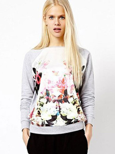 Blanc Sweatshirt de Polyester imprimé Floral pour les filles