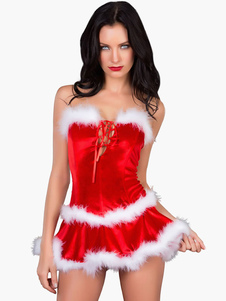 Chambre Polyester rouge sexy Costume pour femme