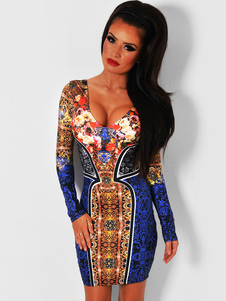 Multicolore imprimé Polyester robe courte pour les femmes