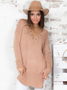 Attrayant pull blanc féminin mode écru fendu