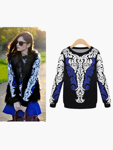 Sweater activewear en coton 3D brodé motifs en relief col rond