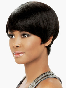 Perruque de cheveux humains femme noir brunâtre boyish dégradé