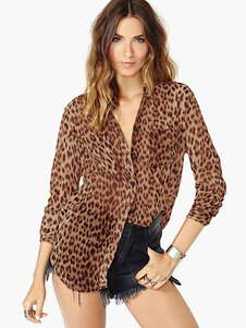 Blouse femme en chiffon à motif léopard