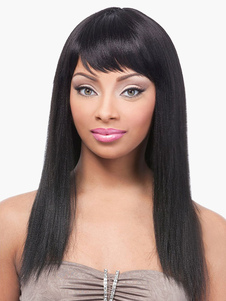 Perruque de cheveux humains femme noir brunâtre afro-américaines dégradé mode