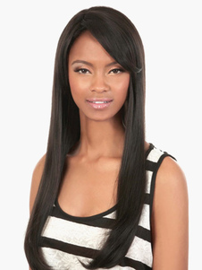 Perruque de cheveux humains femme noir brunâtre boyish dégradé mode