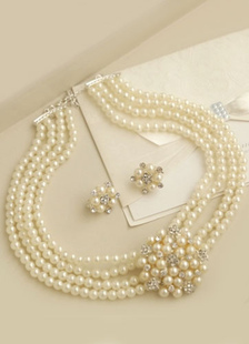 Collier pour mariée rhinestone ivoire rond