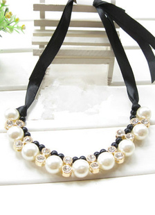 Collier pour mariée rhinestone doré rond