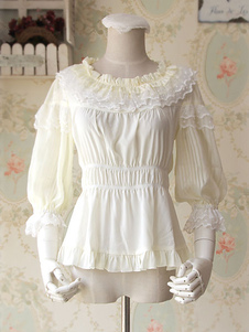 Sweet Lolita de mousseline de soie Blouse manches milieu de dentelle