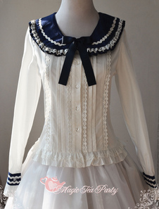 Chemisier lolita Joli en coton avec noeud col rond