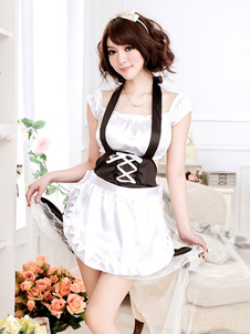 Costume séduisant de maid blanc