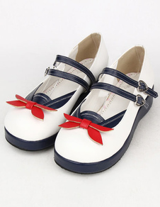 Chaussures de lolita bleu foncé avec noeud Heel-less