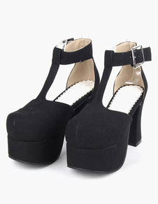 Chaussures lolita noir à talons épais