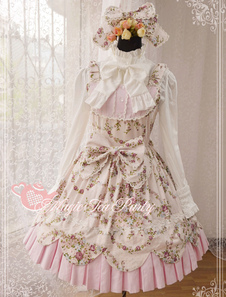 Robe à rose bretelles lolita séduisante en coton avec lacets