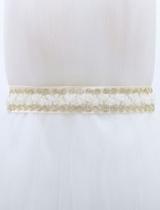 Ceinture de robe de mariée moyenne blanche à lacet